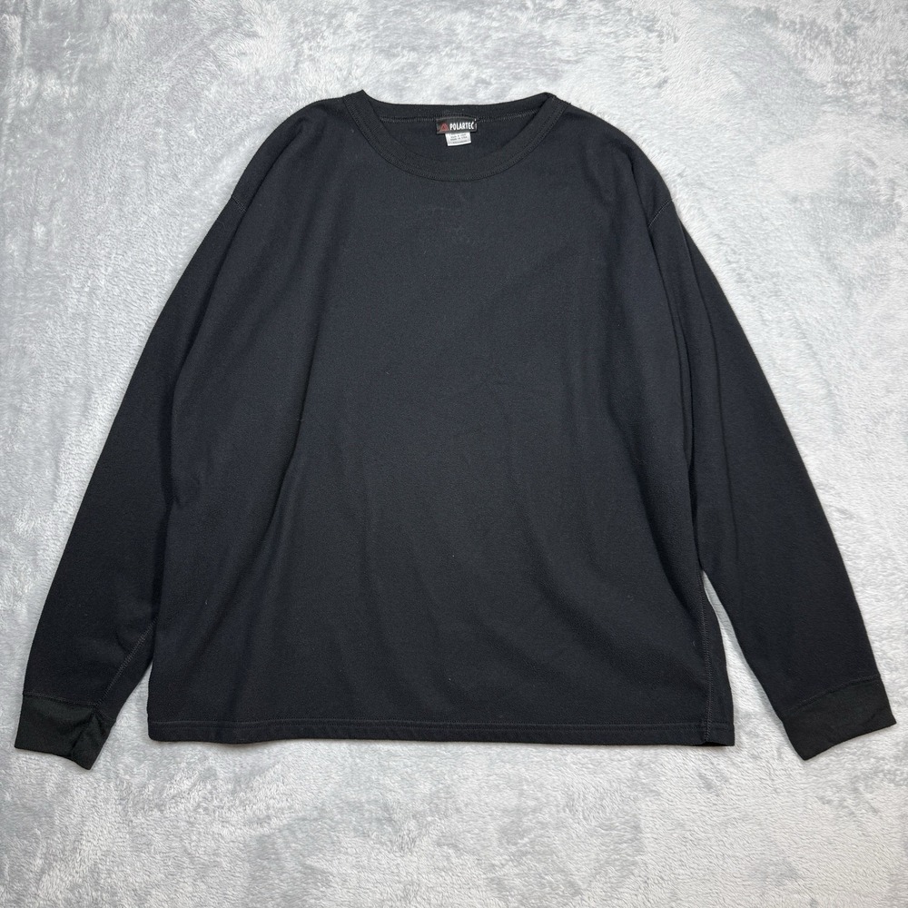 Polartec Fleece Long Sleeve Men 2XL Black Thermal Base Hiking